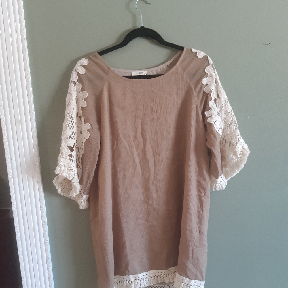 UMGEE brown bohemian boho fringe dress